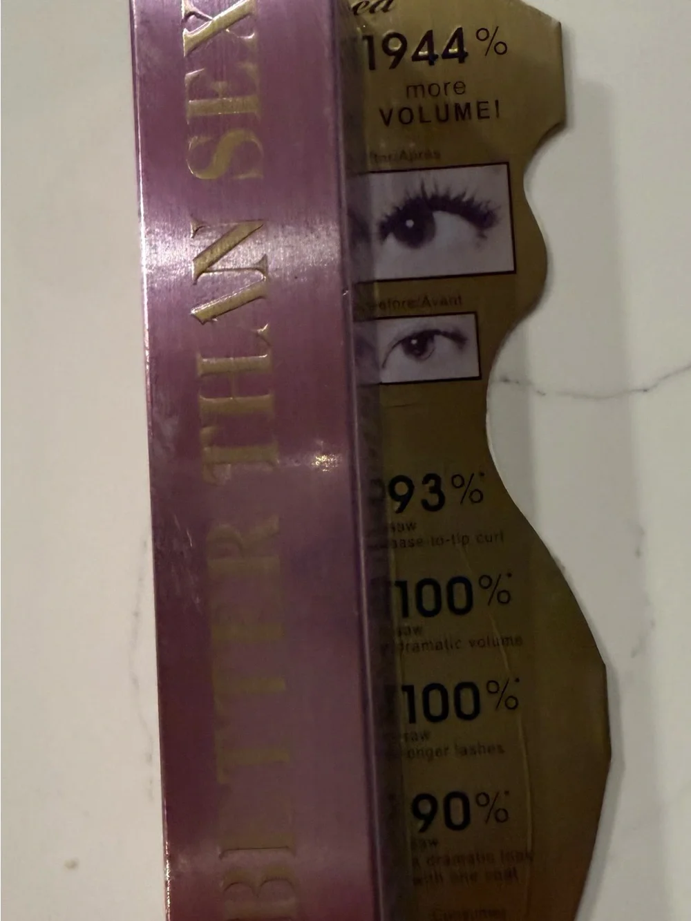 Like Too Faced Mascara Tube in Metallic Pink and Gold Packaging